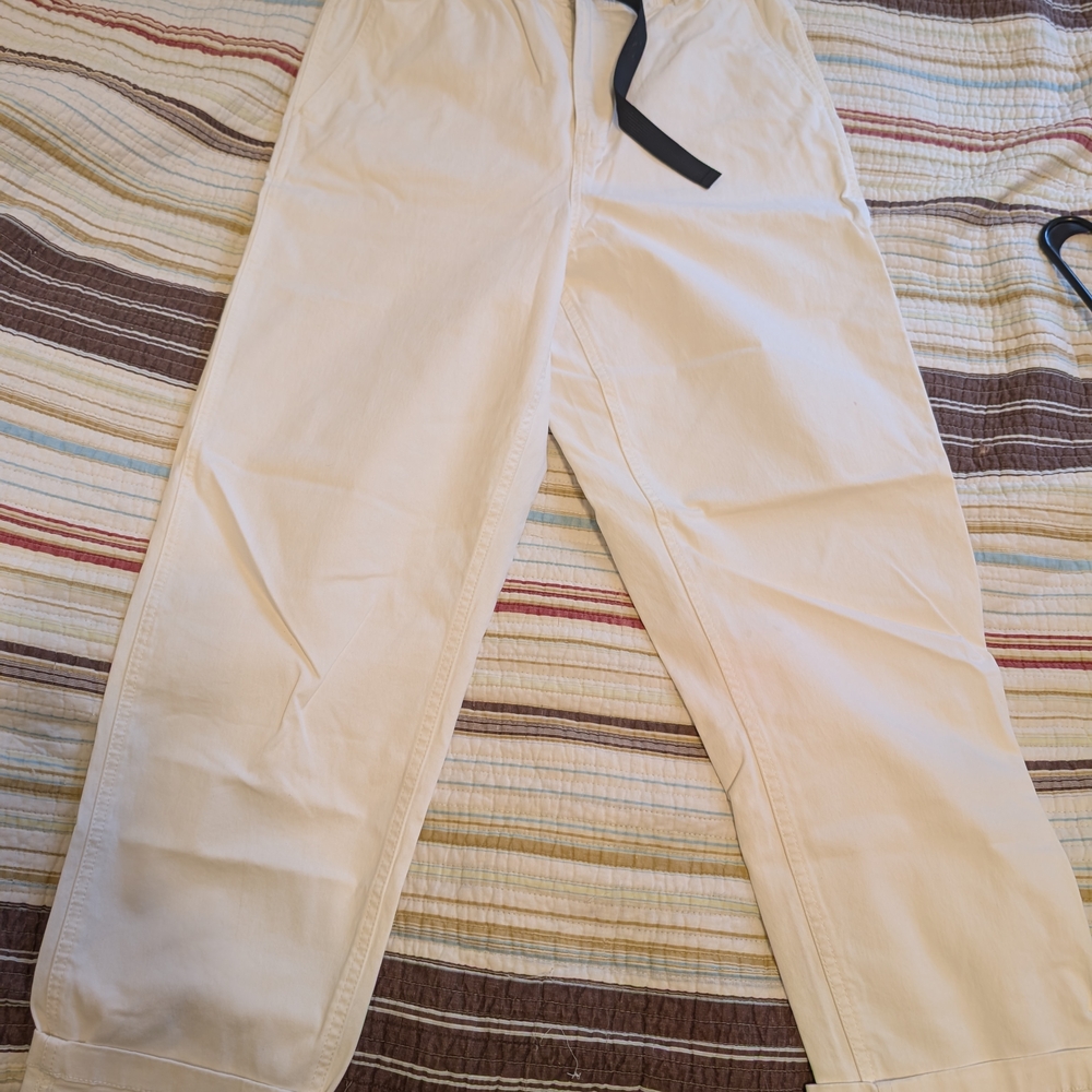 Women's Cream Straight-Leg Cotton Pants